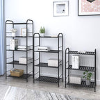JSB 3-Tier Adjustable Shelving Unit, Heavy Duty Storage Rack Organizer Metal Corner Shelf for Kitchen Living Room Laundry Pantry Bathroom (Black, 3 Tier)…