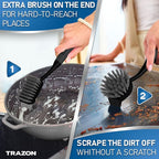 Dish Brush Set of 5 with Holder - Kitchen Scrub Brushes with Non-Slip Long Handle for Cleaning, Scrubber, Dishwashing, Dishes, Bottles, Straws, Cups, Pots & Sink, Black