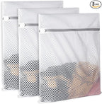 3Pcs Durable Honeycomb Mesh Laundry Bags for Delicates 125gsm Net Fabric Durable and Reusable Delicate Wash Bag,Organization Bag for Lingerie,Sock,12 x 16 Inches(3 Medium)