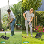 COCONUT Lawn Leveling Rake, 17x10 Heavy Duty Metal Head with Stainless Steel Grip, Adjustable Handle Dirt Ground Level Tool for Yard Garden (72 Inch)