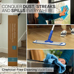 Ultimate Microfiber Cleaning Kit - Dry & Wet Mop for Hardwood, Tile, Vinyl Floors | 12Pack Microfiber Cloths | High Duster | Glass Cleaning Cloths | Reusable Mop Pads | Long Telescopic Handle