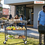 Heavy Duty Utility Cart, 990Lbs Capacity 3 Tier Rolling Carts with Wheels, Kitchen Cart on Wheels with Storage, Commercial Grade Metal Serving Carts with Wire Shelving &Handle Bar, Black