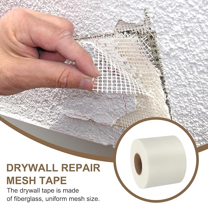 PATIKIL Drywall Repair Mesh Tape, 6 inch x 328 ft Fiberglass Repair Patch Self-Adhesive Dry Wall Joint Tape 9 Mesh Wall Hole Crack and Seam Patch, White