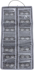 Healeved Felt Fabric Wall Hanging Glasses Storage Pouch Dustproof Eyewear Organizer Bag for Sunglasses with Hanging Hook Suitable for Household and Travel Use in Medium Gray