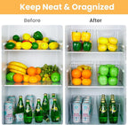 YIHONG Clear Plastic Storage Bins, 8 Pack Pantry Organizer Bins with Handle for Kitchen, Freezer,Cabinet,Closet Organization and Storage(XL)