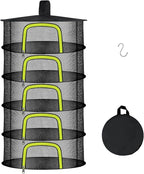 5 Layer Herb Drying Rack, Herb Drying Rack Hanging Mesh, Foldable Bud Drying Net with U-Shaped Zipper, Hooks, for Drying Herbs Plants, Flowers, Fruits, Food, Camping (5 Layers-23.62'')