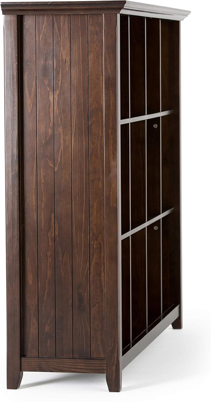 SIMPLIHOME Acadian Bookcase - 57 inch Tall 12-Cube Solid Wood Storage Display Unit in Brunette Brown, Transitional Cube Organizer for Living Room or Office with Fixed Shelves and Tapered Legs