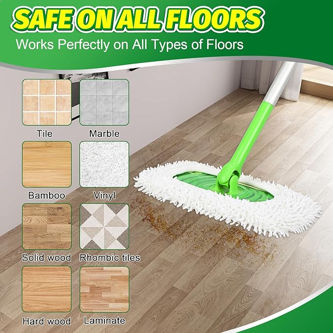 Reusable Dry Sweeping Cloths Microfiber Mop Pads Compatible with Swiffer Sweeper- 6 Pack Wet Mopping Cloths - Washable Wet Pads Refill for Mopping Floors (Mop is not Included)