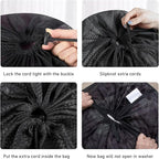 Polecasa Diamond Mesh Laundry Bags, 24 x 36 inches Heavy Duty Mesh Laundry Bag with ID Tag and Drawstring Closure, Large Laundry Hamper Liner, Washable Laundry Bags for Travel, Sports, Dorms (Black)