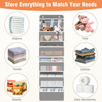 WISELIFE Over The Door Organizer - 6 Shelves Detachable Hanging Bedroom Storage Solution with 5 Large Pockets and 3 PVC Pockets for Dorm Bathroom, Pantry Nursery Baby Essentials (Grey)