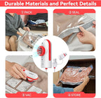 Travel Vacuum Bags with USB & TYPE C Pump,9 Pack Carry-On Size Vacuum Storage Bags for Luggage and Suitcase,Vacuum Luggage Bags,Space Saver for Clothes and Clothing Travel(Red)