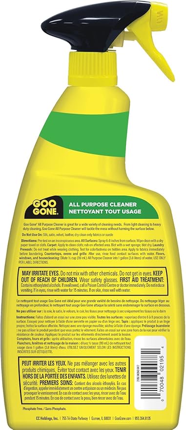 Goo Gone All-Purpose Cleaner - 32 Ounce - Removes Dirt, Grease, Grime, Multi Surface, Multi Purpose, De-Greaser, Cleaning Spray