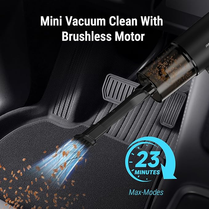 REIKIYA Car Vacuum Cleaner Portable Cordless 14000PA Compressed Air Duster 150000RPM Blower for Keyboard Computer Cleaning with LED Light& 7800mAh Battery, Inflator Pump for Balls Inflatable Mattress