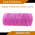 4mm x 100 Feet Pink Jute Rope, Twine for Gardening Tomato Climbing Plant Tie Floristry Crafts Gift Wrapping Packing Decor