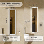 16"x60" Tall Lighted Medicine Cabinet with Mirror & Brush Nickel Bevel Frame, Surface or Recessed LED Mirror Cabinet with Outlet, 5-Tier Adjustable Shelf & Sensor Inner Light (Right Hinge)