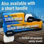 Stiff Hand Scrub Brush, Large Handle Heavy Duty Tire and Wheel Cleaning Tool, Outdoor Boat Scrubber with Handle, Carpet Cleaner, All-Purpose Cleaning Brush