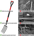 COSITA Pitch Fork for Garden, 44-Inches Pitchfork with Fiberglass Handle, Gardening Spading Fork with 4 Metal Tines, Heavy Duty Pitchfork for Manure, Mulch, Digging, Aeration, Red