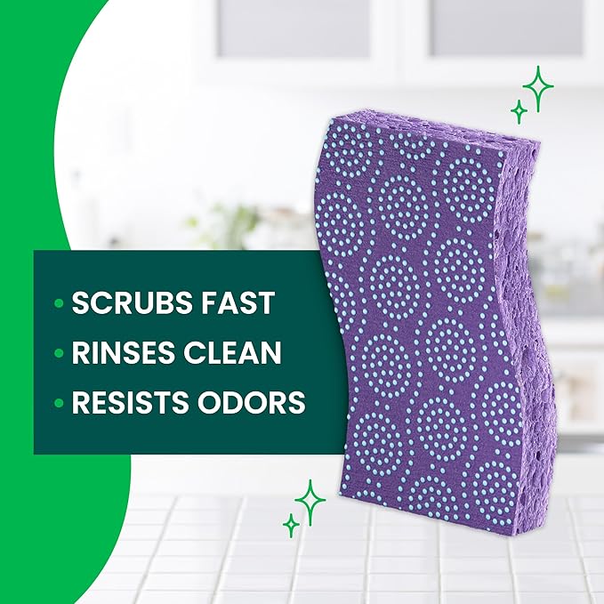 Scotch-Brite Odor Resist Non-Scratch Scrub Sponge, Dishwasher-Safe Kitchen Sponges that Resist Bacterial Odors, Multipurpose Dish Sponge for Gentle Cleaning, 24 Dish Sponges