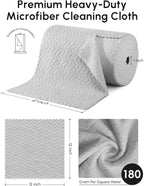 Microfiber Cleaning Cloths Roll, 75 Pack Tear Away Microfiber Towels Roll, 12" x 13" Lint Free Rags, Reusable Cleaning Cloths, Washable, Scratch Free,Ultra Absorbent Dish Rags(Grey Ripple)