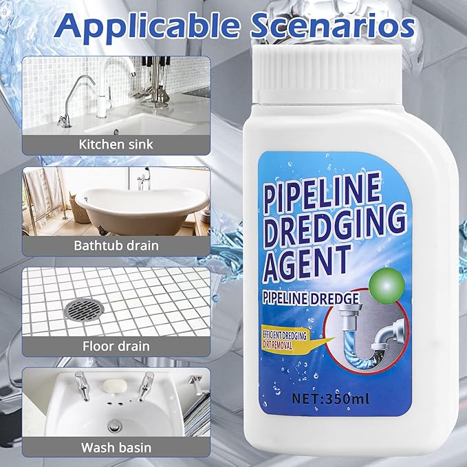 Pipeline Dredging Agent-Drain Clog Remover, 350ml Kitchen Unblocker,Powerful Pipe Unclogger Powerful Sink,Unclog Toilet Clog And Kitchen Sink Pipe Unblocker Powder (Pack of 2)