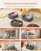 Small Woven Basket, 13.5 x 9.5 x 5 Inches, Storage Basket for Organizing, Cute Small Rope Shelf Closet Cube Storage Bins Baskets for Shelves, Dog Toy Gift Baskets Empty, 3 Pack Mixed Black