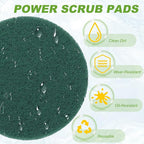 Power Scrub Pads, Scrubbing Pads 400 Grits Scouring Discs - Fitting for (Home Kitchen Cleaning - Drill Attachment - Scrubber Replacement) 6 Pcs & 5 Inch & Dark Green