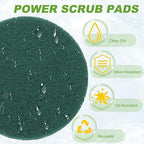 Power Scrub Pads, Scrubbing Pads 400 Grits Scouring Discs - Fitting for (Home Kitchen Cleaning - Drill Attachment - Scrubber Replacement) 8 Pcs & 4 Inch & Dark Green