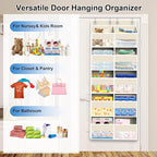 Over The Door Organizer Multi Pocket,5 Tier Large Hanging Shelf for Storage Kids Toys, Diapers, Clothes,Yarn,Heavy Duty Behind Door Storage for Bedroom Bathoom Nursery Closet Pantry,Beige
