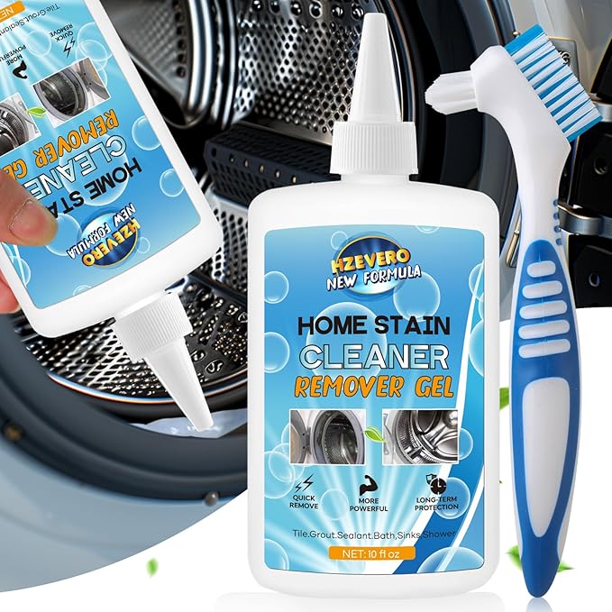 Mold Stain Remover Gel, Washing Machine Cleaner for Front Loader Washer Gasket Rubber Seal Home Stain Removal Gel for Grout, Caulk, Refrigerator, Shower, Bathtub, Bathroom Cleaning Solution (10 Fl Oz)