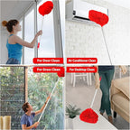 Ceiling Fan Cleaner Duster High Ceiling Extended Fan Blade Cleaner from 13 to 50 Inch Reusable Microfiber Ceiling Fan Duster with Extension Handle for Furniture Bookshelves Wall Door (Red)