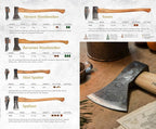 1844 Helko Werk Germany Axe Collection - 10 Traditional Axes - Hinterland, Saxon, Spaltaxt, Mini Spalter, Bavarian, Hessen, Black Forest Woodworker, Rheinland Pack Axe, Rheinland Hatchet, Wölfling
