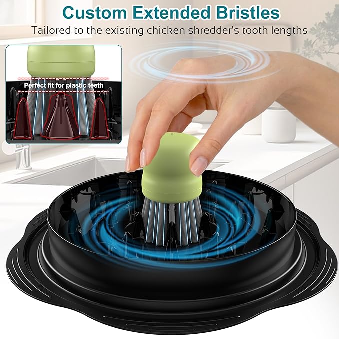 Mini Dish Brush for Cleaning Chicken Shredder, Palm Brush Dish Scrubber with Ergonomic Grip, Kitchen Brush for Washing Dishes, Pans, Pots, Sink (4, Matcha)