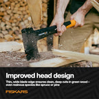 Fiskars X24 Universal Axe 24", Forged Steel Blade for Felling Trees & All-Purpose Chopping, Shock-Absorbing FiberComp Handle & Low-Friction Coating for Clean Cuts in Fresh Resinous Wood