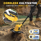 Cordless Garden Tiller Cultivator Compatible with Dewalt 20V MAX Battery, 270 RPM Electric Rototiller, 48 Steel Tines, 8.7" Tilling Width, 6.3" Depth, Rotary Tiller for Lawn/Gardening/Soil(Tool Only)