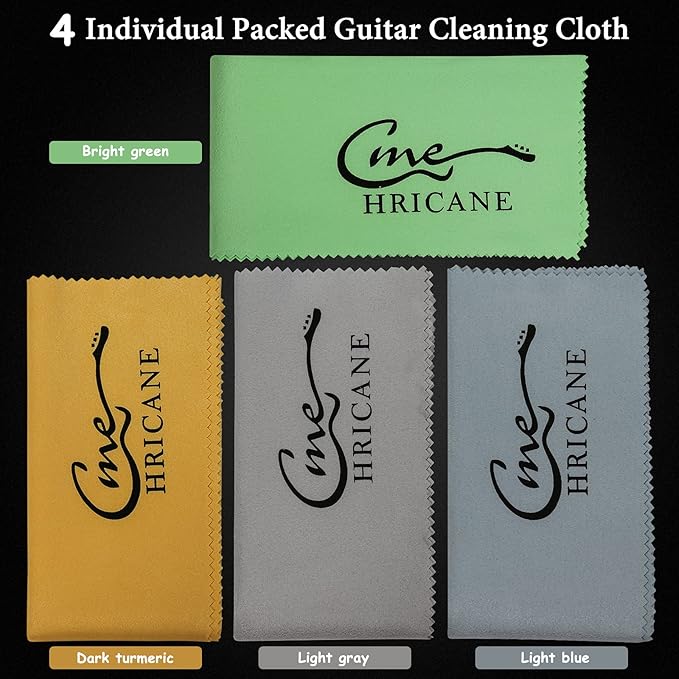 Hricane 4-Pack 12"x12" Guitar Cloths Ultrafine fiber suede Plush Polishing Cloths for Musical Instruments Premium Polishing & Cleaning Cloths for Guitar Violin Piano Clarinet Trumpet Sax Universal