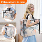 TasticTotes 8 Pack Clear Storage Bags for Comforter, Clothes & Bedding, Plastic Blanket Storage with Zipper and Handle, Moving Bags, Closet Organizer and Under-Bed Storage (40L)
