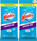 Windex Wipes Glass Cleaning Ammonia Free, Pre-Moistened Wipes for Cleaning All Glass Surfaces, Crystal Rain Fresh Scent, 25 Count (Pack of 2)