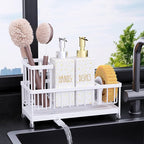 Cisily Dish Soap Dispenser, 12 fl oz Dual Kitchen Soap Dispensers with Sponge Holder, Pump Glass Bottle Kitchen Soap Dispenser Set, Modern Hand and Dish Soap Bottle Set Removable