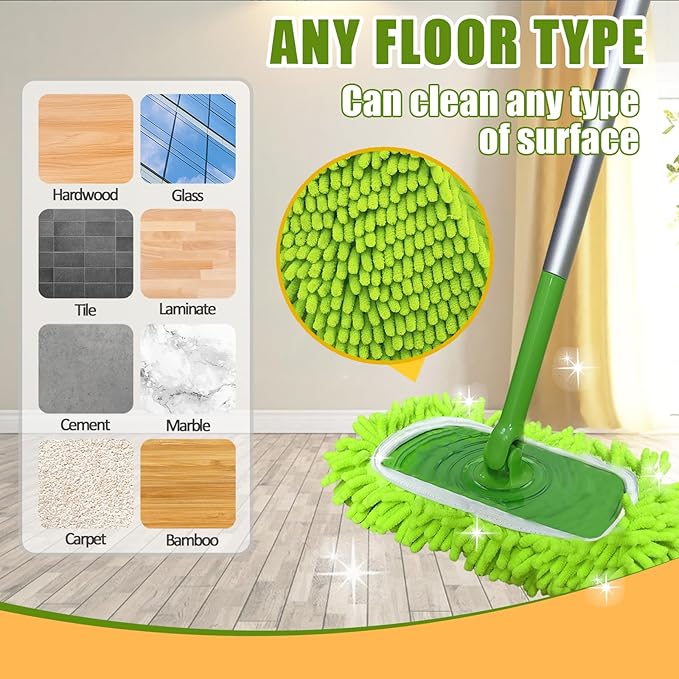 4PCS Reusable Dry Sweeping Cloths Compatible with Swiffer Sweeper Mop,Reusable Microfiber Mop Pads for Swiffer,Replacement Wet Mopping Pad Refills & Washable Dry Sweeping Cloths for Floor Cleaning