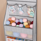 Univivi 5-Shelf Door Storage Over Door Hanging Organizer with 4 Large Pockets and 3 Small PVC Pockets Nursery Closet Cabinet Wall Mount Hanging Storage Organizers for Baby Nursery (Grey Pattern)