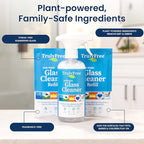 Natural Glass Cleaner - Removes Dirt & Debris for Sparkling Clean Windows & Glass Surfaces at Home, Office & Garage, Includes: 1 Refillable Empty Bottle (16oz) & 2 Refills (3oz ea)