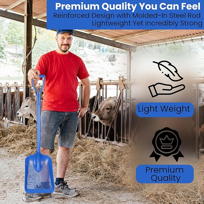 Sand Dipper Treasure Shovel Digger Sifter - Tough Plastic Shovel for Beach, Chicken Coop Poop, Goat Stall Cleaning, and Backyard Barns