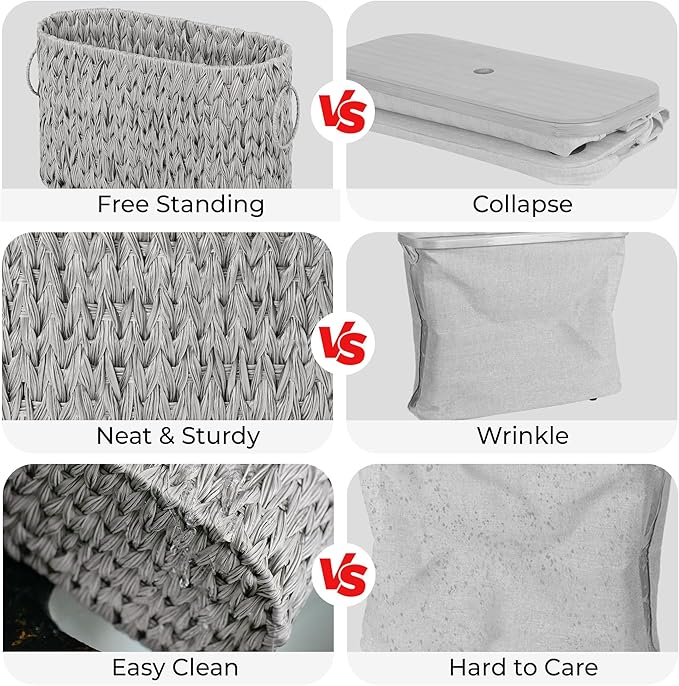 GRANNY SAYS Toilet Paper Storage, Toilet Paper Basket for Bathroom, 6 Mega Rolls Organizer Free Standing, Wicker Basket for Bathroom Storage, Grey