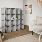 Mavivegue Book Shelf, 16 Cube Storage Organizer, DIY Bookcase, Metal Cube Bookshelf,Tall Book case for Bedroom, Living Room,Office,Closet Storage Organizer, Grey Cubicle Storage Rack