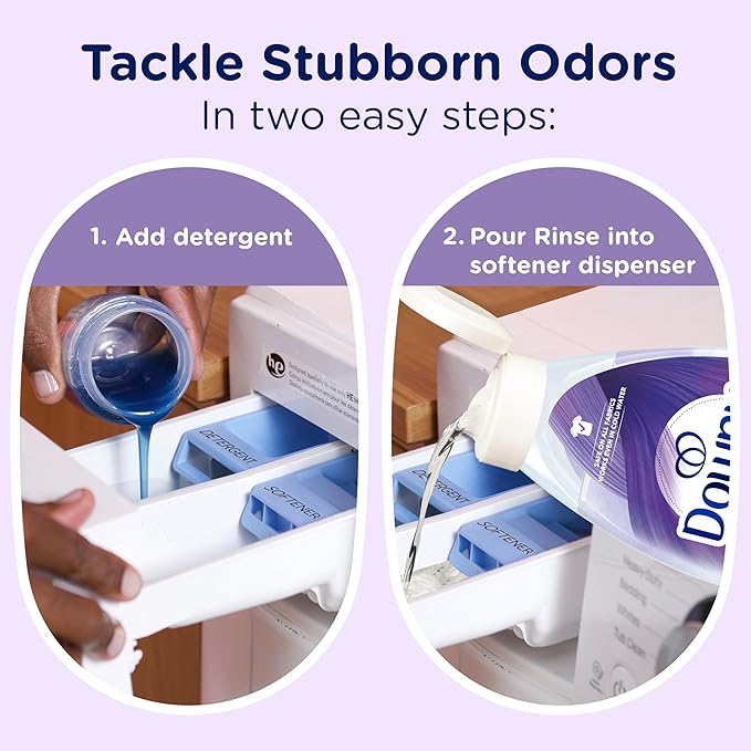 Downy RINSE & REFRESH Laundry Odor Remover and Fabric Softener, Fresh Lavender, 48 fl oz, Safe on ALL Fabrics, Gentle on Skin, HE Compatible