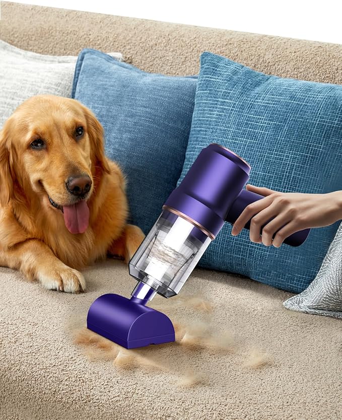 Mini Vacuum Cleaner Cordless with LED Light | 15000 Pa Hand Vacuum Cordless Rechargeable - Portable 3-in-1 Powerful Car Vacuums with Multi-Nozzles for Car, Home, Pet Hair, Blue