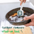 Scotch-Brite Pot + Pan Brush, Durable and Long Lasting Dish Brush with Handle for Scrubbing Stainless Steel, Outdoor Furniture, and Sinks without Scratching, Antimicrobial, and Rinses Clean