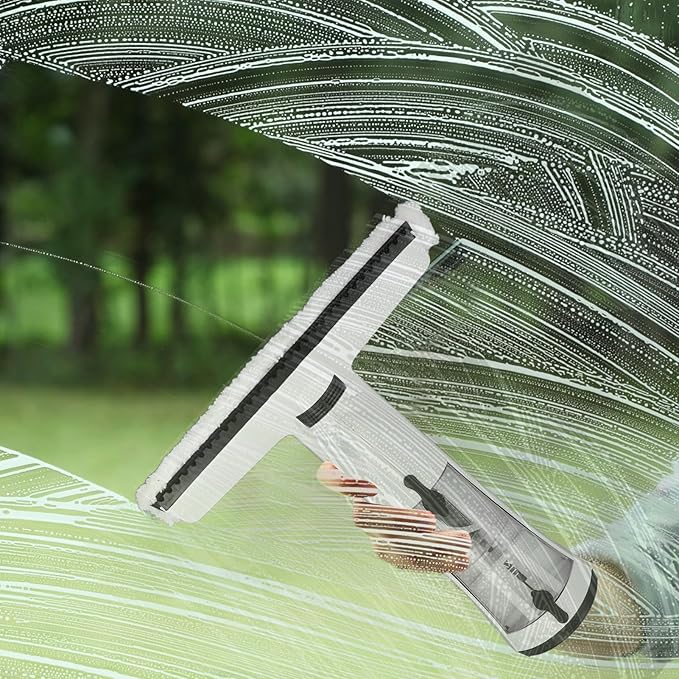 Electric Window Squeegee Glass Cleaner Tool, 3 in 1 Mirror Window Cleaner Squeegee Kit with Spray Cordless Electric Window Vacuum for Windows, Tiles, Glass, Mirror