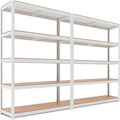 HOMEDANT House Lift-Beam White 48" Wide Boltless Heavy Duty Garage Storage Shelving Adjustable 5-Tier Metal Shelves Laminated Organization Shelf Industrial Utility Rack Pantry Shed Office Store 2Pack