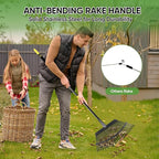 Garden Leaf Rakes, 6FT Rake for Lawns Heavy Duty 25 Metal Tines 18.5 inch Wide, Adjustable Steel Handle, Rakes for Leaves, Gathering Shrub, Grass, Yard